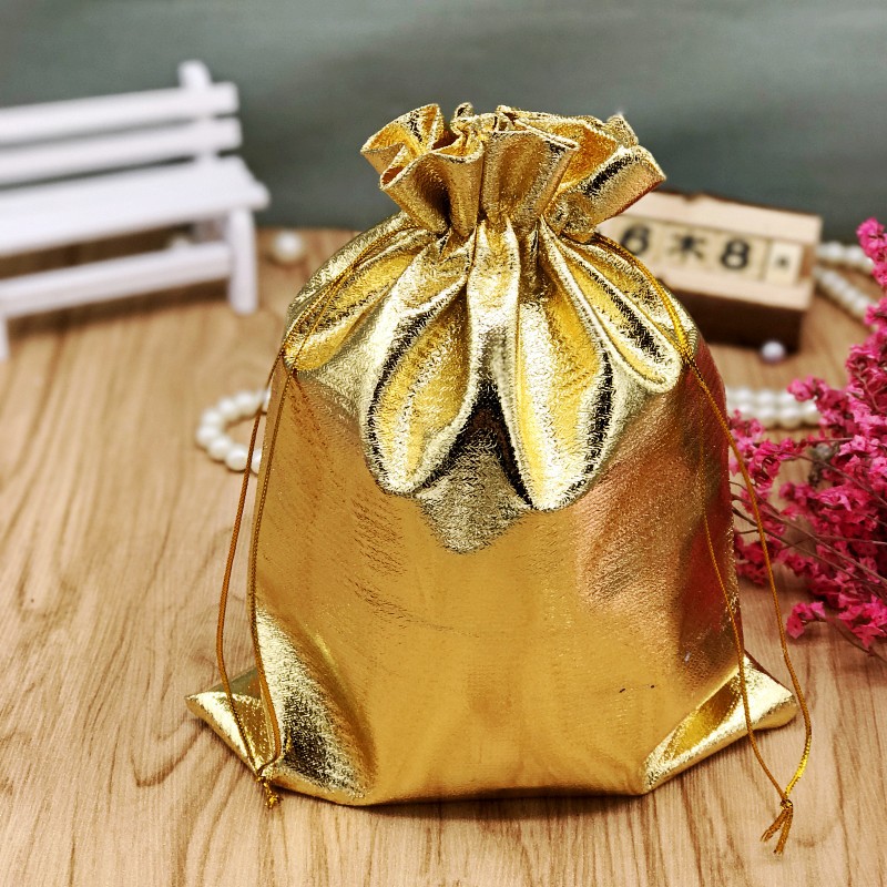 7*9 Drawstring Flannel Bag Golden Bag Environmentally Friendly Flannel Jewelry Bag Set Water Cup Bag Printable Logo