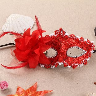 Italian Venetian Mask High-end Rhinestone Leather Mask Female Lilies Princess Side Flower Mask