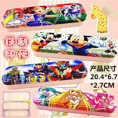 供应马口铁双层卡通文具盒 学生文具盒 铅笔盒批发 铁制学校花|ms