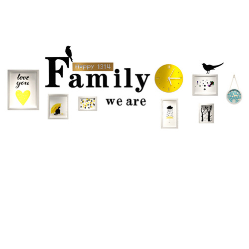 Modern simple letter decorative painting combination sofa living room wall photo frame wall with clock soft decoration creative mural