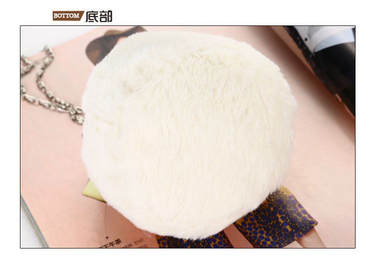 Cross-border New Arrival Fluff Bucket Bag Wine Bottle Plush Dinner Bag Women's Chain Coin Purse Factory Direct Sales display picture 6