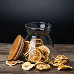 Drop-shaped glass tea jar, bamboo lid, glass sealed jar, household snack candy jar, kitchen grain storage jar