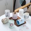 Factory direct selling brushed ceramic cup candle container candlelight dinner imitation wood grain marble macarons