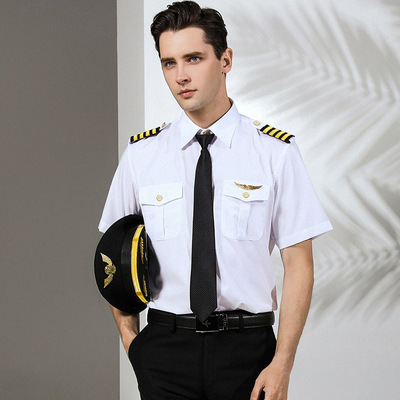 Aviation Pilot shirt International Aviation Flight attendants shirt Chest badge men and women shirt Business Suits Work clothes