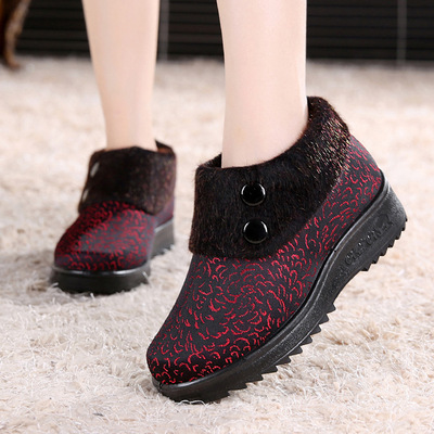 老北京布鞋女鞋冬季中老年棉鞋軟底防滑媽媽鞋老人加絨保暖奶奶鞋