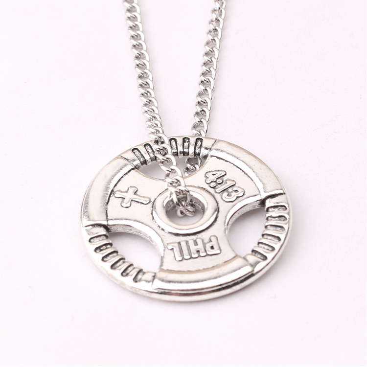 Personalized fitness dumbbell pieces, sports barbell necklaces, men's trendy and fashionable titanium steel ring_voghion.com