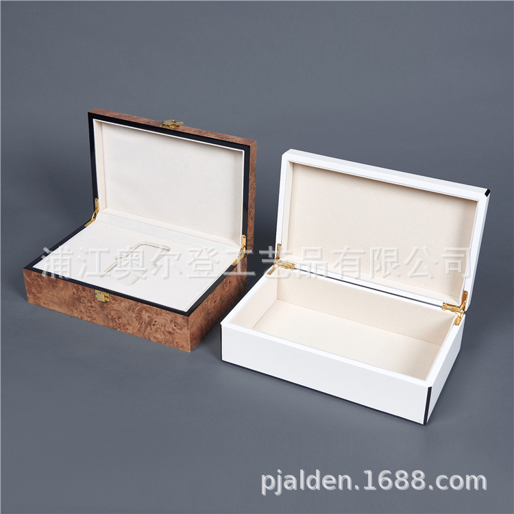 Black border line color matching white wooden box, universal lacquered wooden box, custom-made essential oil packaging wooden box, jewelry gift box detail image 2