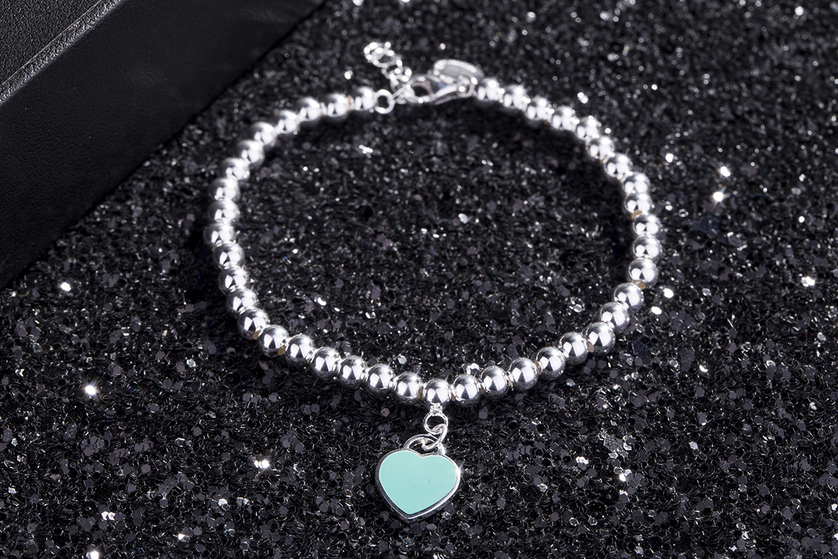Platinum Plated Plating Material 925 Sterling Silver Pendant Material 1 Piece 925 Sterling Silver Peach Heart Shape Bracelets