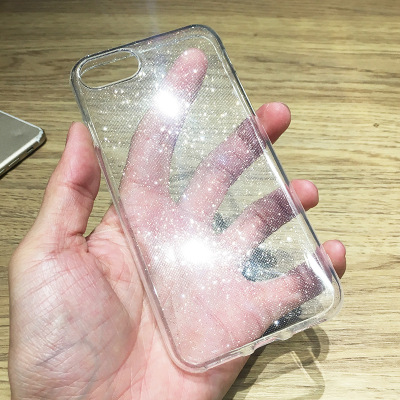 apply iphone7 Transparent Glitter tpu Mobile phone shell Apple Soft silica gel smart cover 8plus New Japanese female
