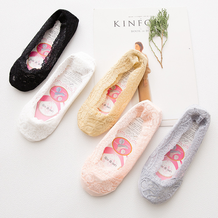 Lace boat Socks ladies summer thin silicone shallow mouth anti-off lace invisible socks manufacturers wholesale Lace boat Socks ladies summer thin silicone shallow mouth anti-off lace invisible socks manufacturers wholesale