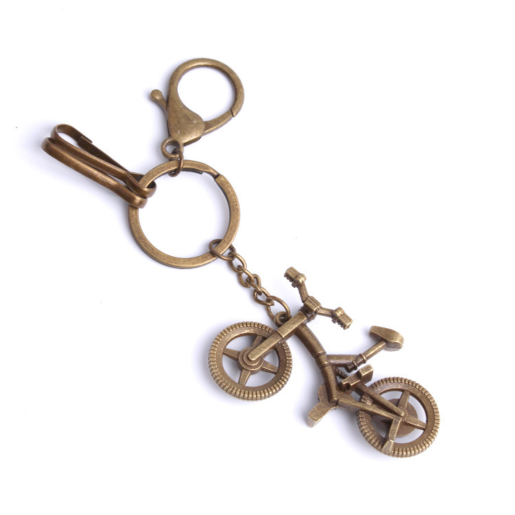 Small gift metal key chain custom cartoon bicycle key chain bronze personalized key chain custom