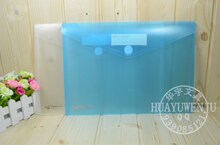 康百 E4118 粘扣文件资料袋 蓝/白色透明横式会议袋  带标签插袋