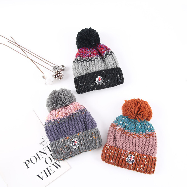 儿童帽子冬彩色毛线大毛球针织帽男女童字母标保暖加绒毛线帽jr44 价格 厂家 哪里买 我有货 B 5yoho Cn