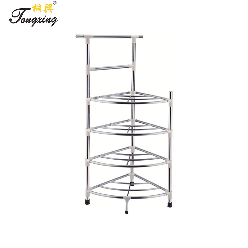 桐兴简易不锈钢小管加厚塑料脸盆架三角毛巾架收纳整理|ru