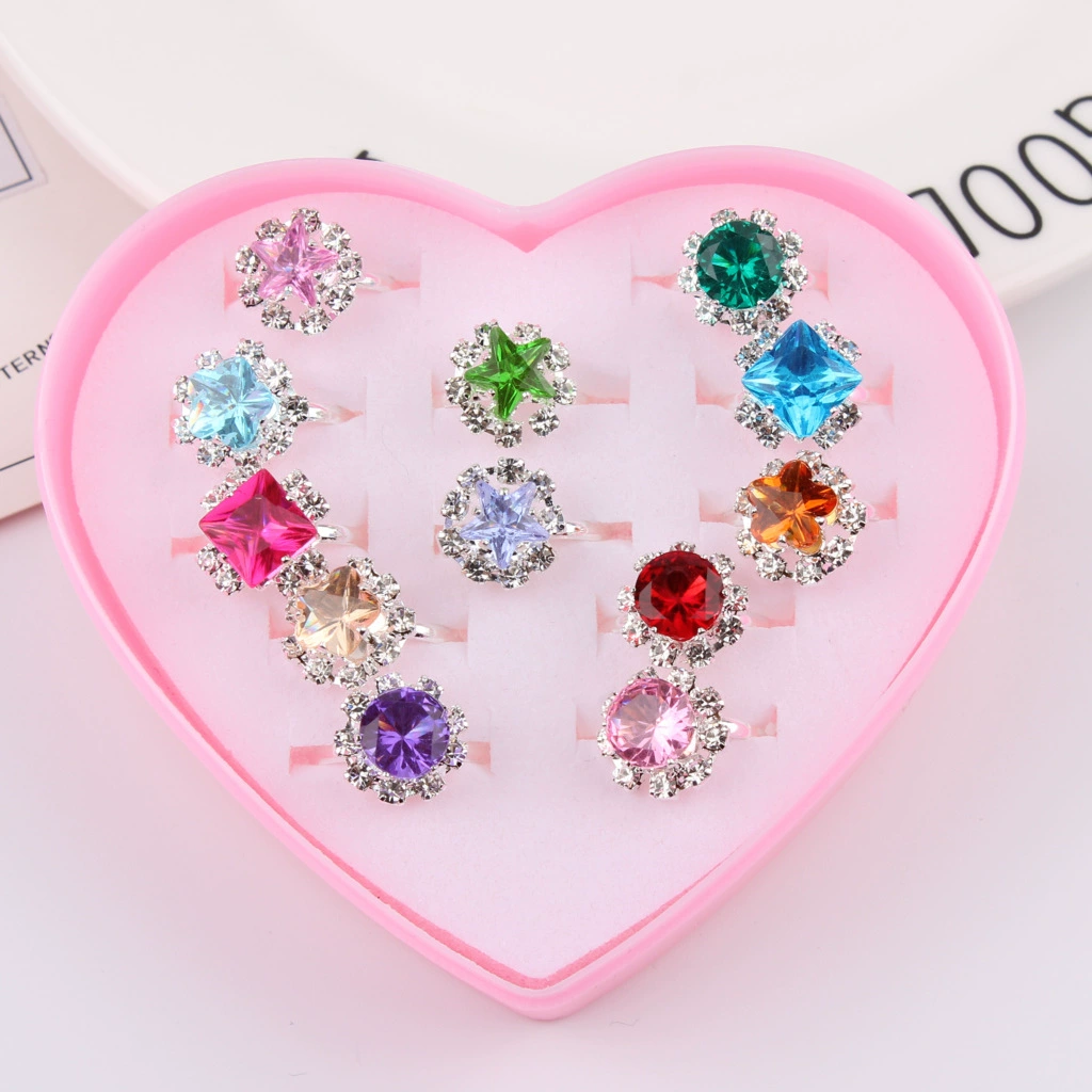 Children's wedding ring, artificial ring with stone, 36, with gem, diamond encrusted