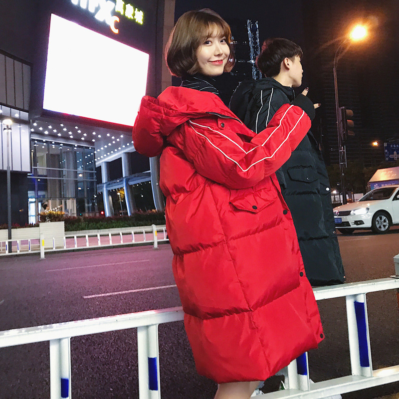 情侣装棉衣冬季韩版潮流男士宽松连帽中长款羽绒棉服帅气袄子外套|ru