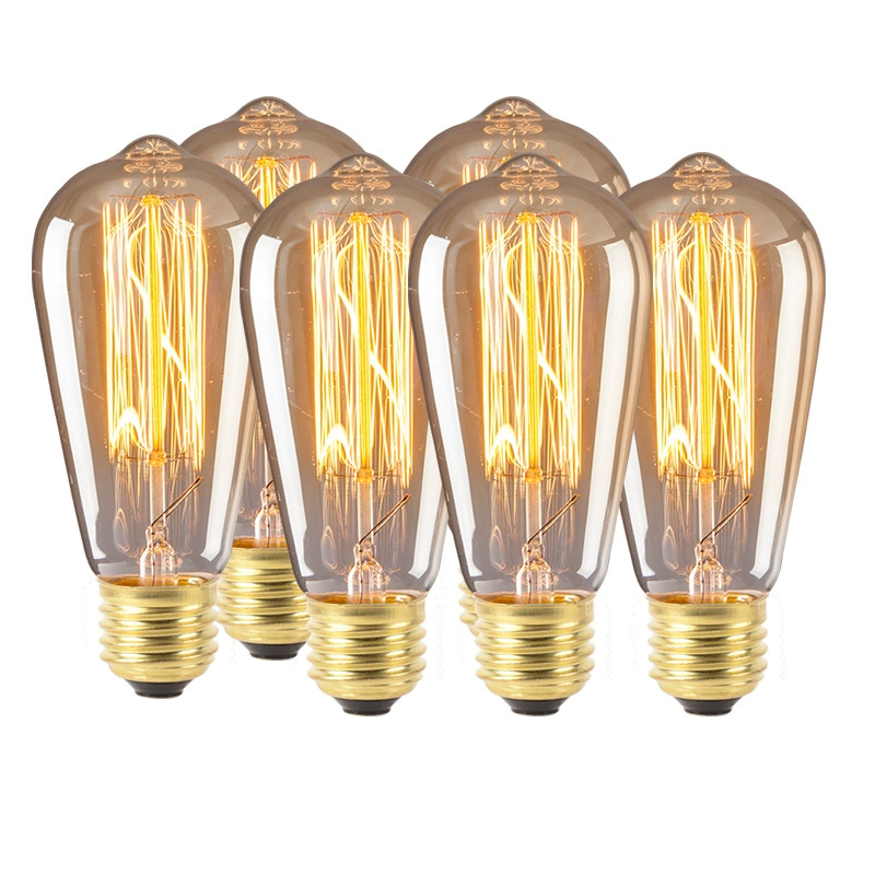 Лампа E27 /E26 ST64 прямая шелк 6 установлена E26 40W /60W 110V 220V Edison Bullet