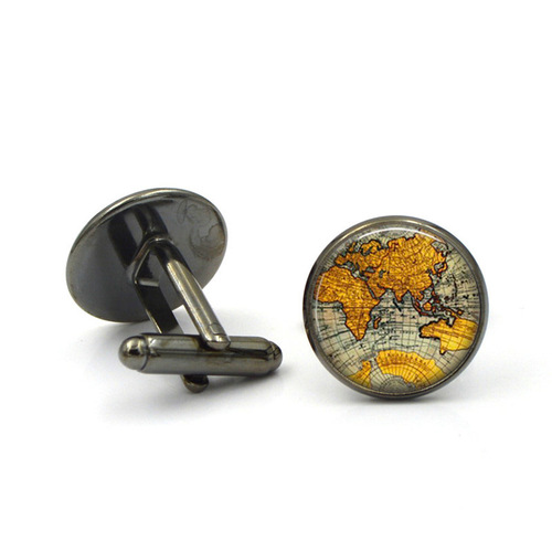 Foreign trade accessories map time gem cufflinks French men's and women's clothing shirt tie clip sleeve buttons