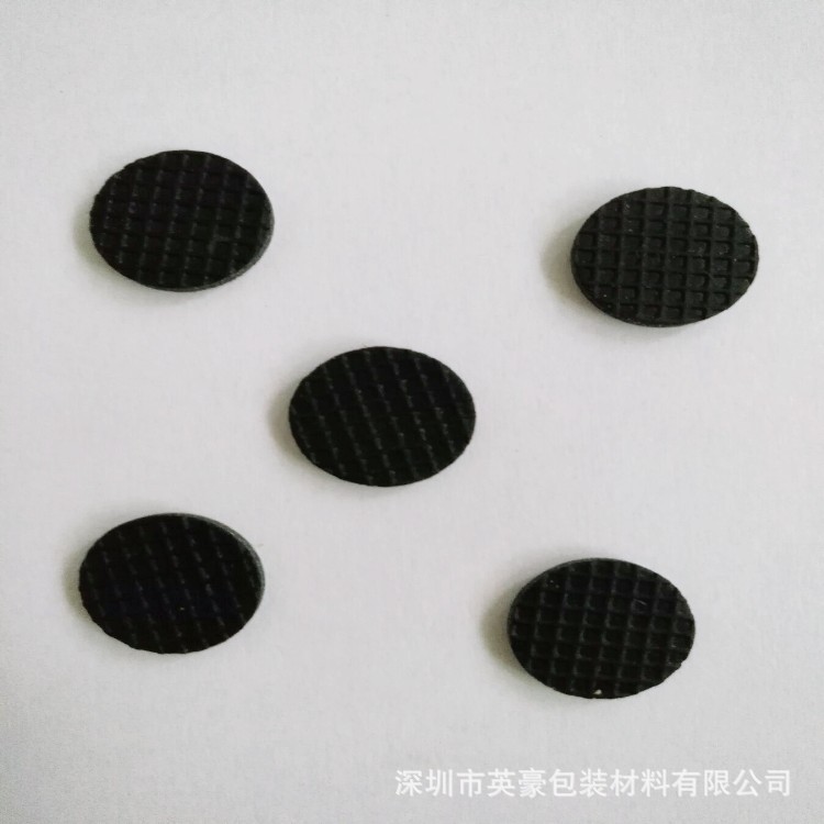 背胶圆形磨砂橡胶脚垫 电器底座网格纹防滑橡胶垫片 黑色硅胶垫圈
