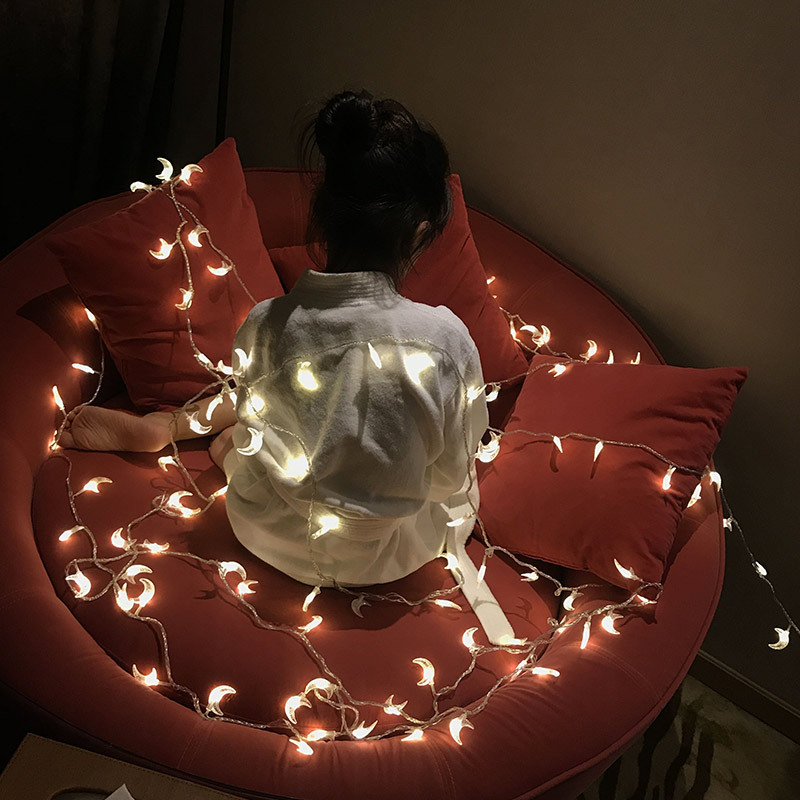 新款月亮彩灯 浪漫温馨节日装饰灯串婚庆彩灯拍照道具爆款led灯串|ms