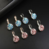 Fashionable earrings, blue crystal, ear clips, European style, simple and elegant design