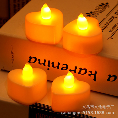 廠家直銷貨源環保高亮發光led蠟燭創意款candle心形電子蠟燭批發