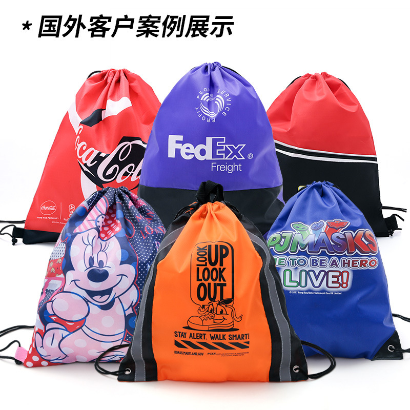210d goods in stock waterproof nylon Shopping Drawstring Beam port Backpack Cloth bags Drawstring Polyester fiber Bundle pocket customized