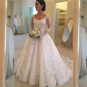 Wedding Dress Female New Long Sleeve Lace Large Size Fashion 