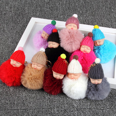 eBay速卖通爆款 可爱毛绒娃娃头毛球钥匙扣 女生时尚装扮挂件吊坠