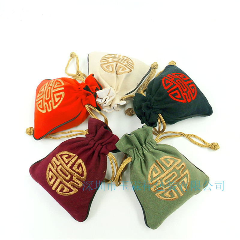 工厂定做棉布袋刺绣束口 珠宝饰品文玩梳子收纳袋 送礼可爱小福袋