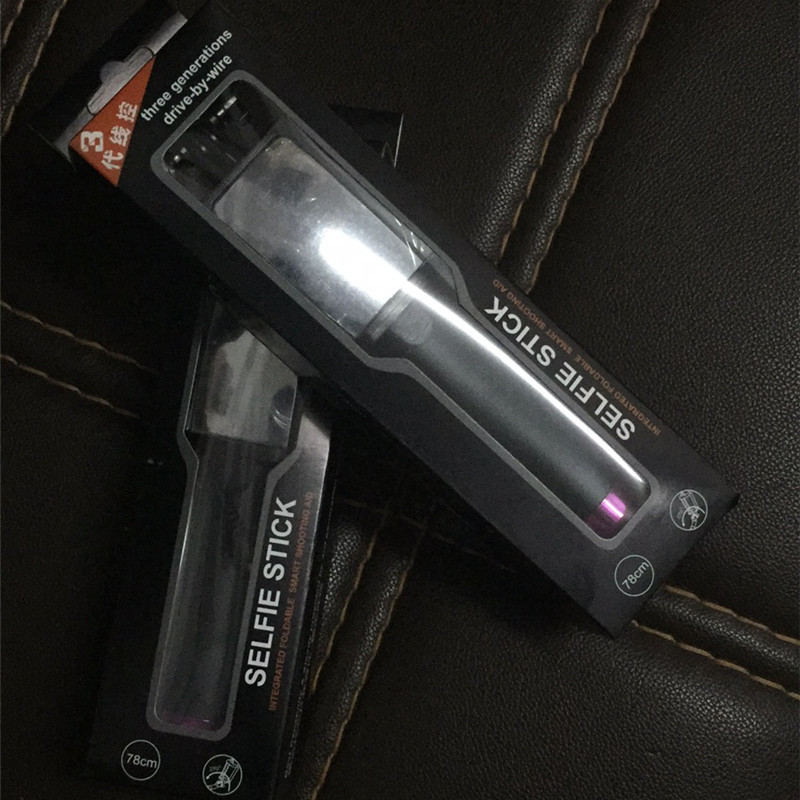 三代线控 凹槽高端自拍神器 镜子款折叠便携logo自拍杆定做