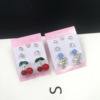 Earrings, universal crystal, wholesale, Korean style, 3 pair