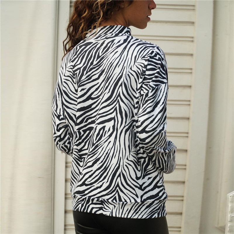 Casual Round Neck Zebra Printed Top NSGE37891