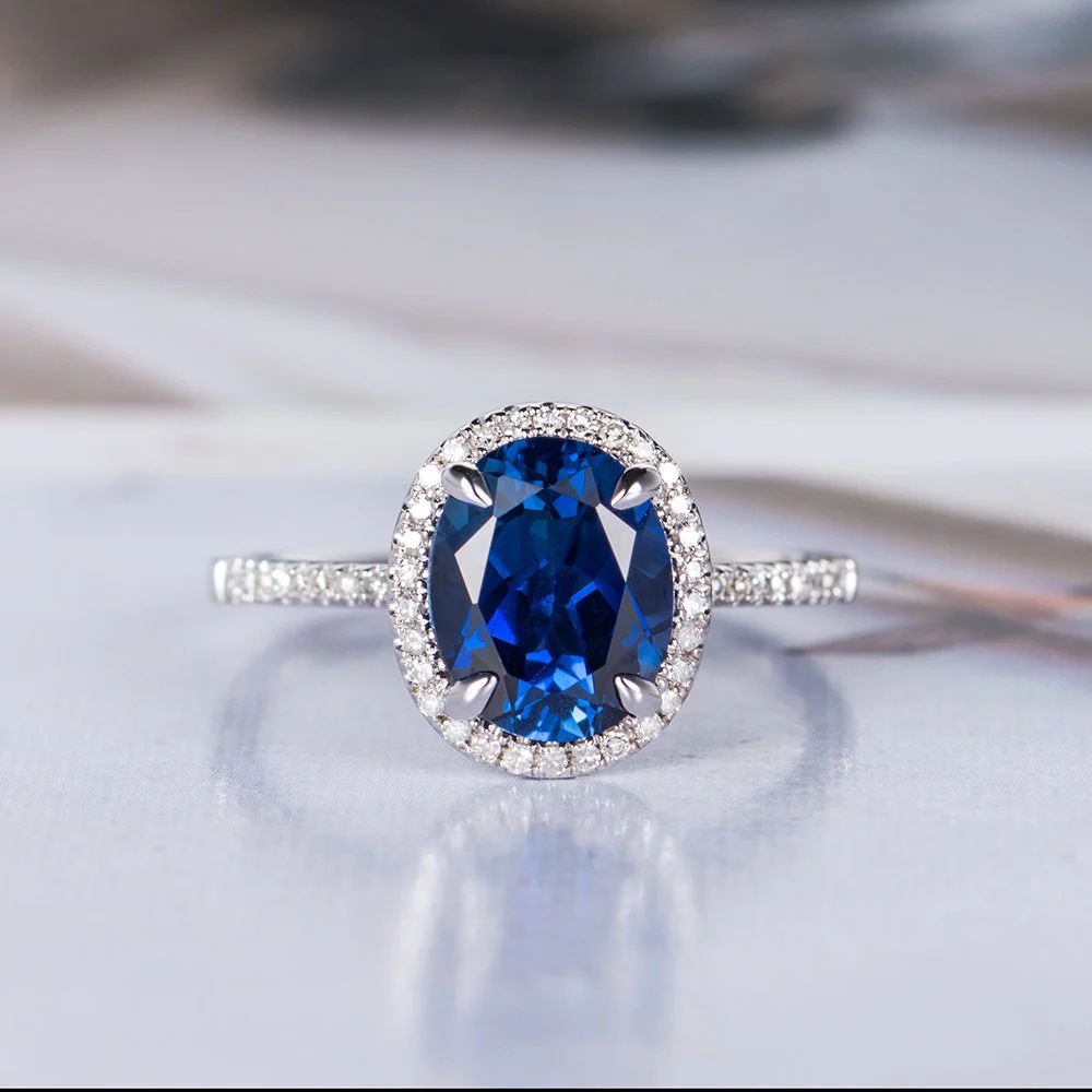 New Accessories Royal Blue Round Multi-diamond Ladies Zircon Copper Ring Wholesale display picture 1