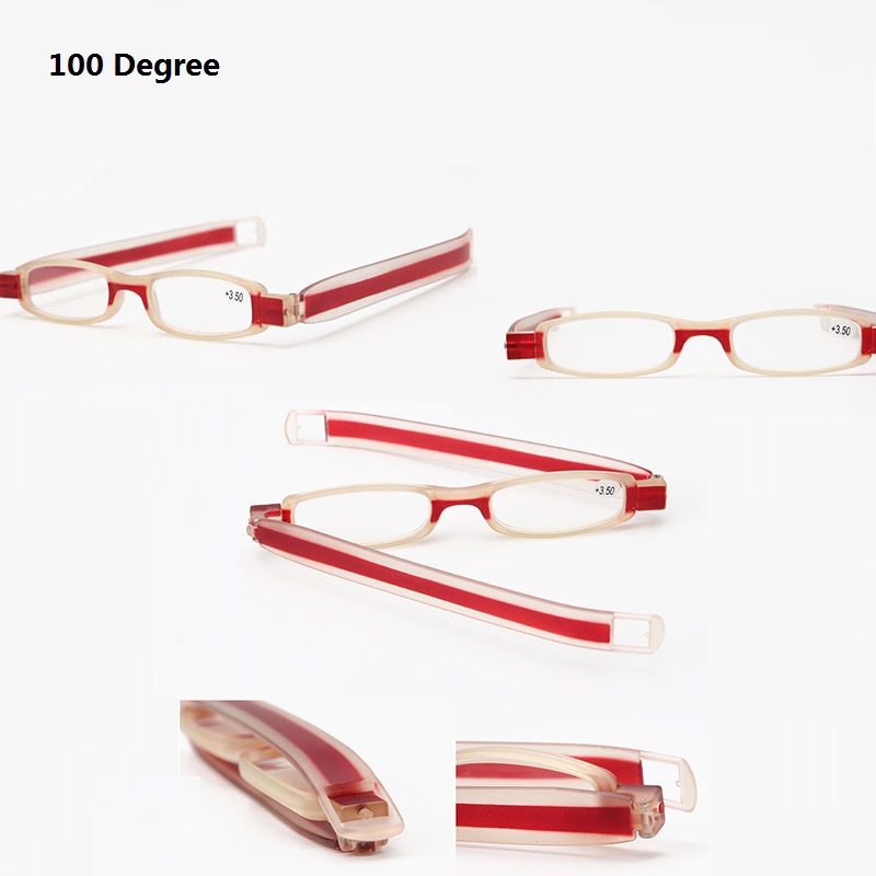 （中性）360度旋转折叠老视阅读眼镜 码数->100度;颜色