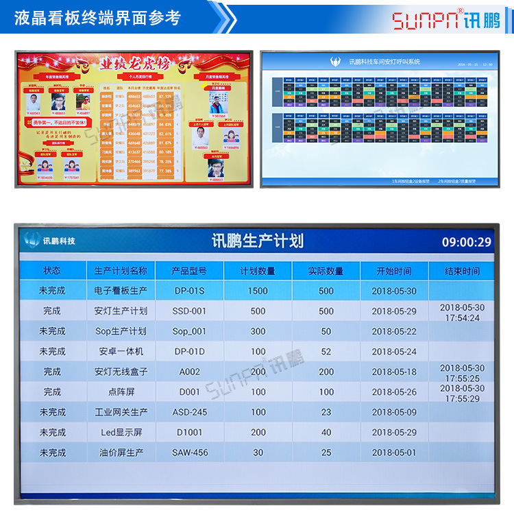 讯鹏生产管理电子液晶看板专用Windows系统工业级嵌入式工控机