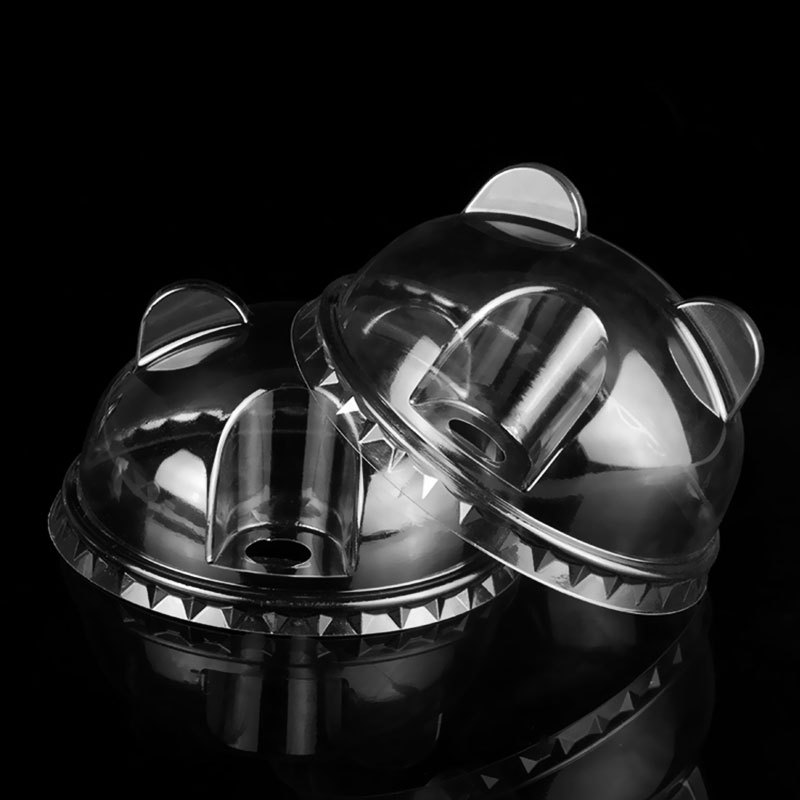 熊猫杯盖一次性90口径创意可爱果汁饮料杯盖塑料透明奶茶杯盖批发|ru