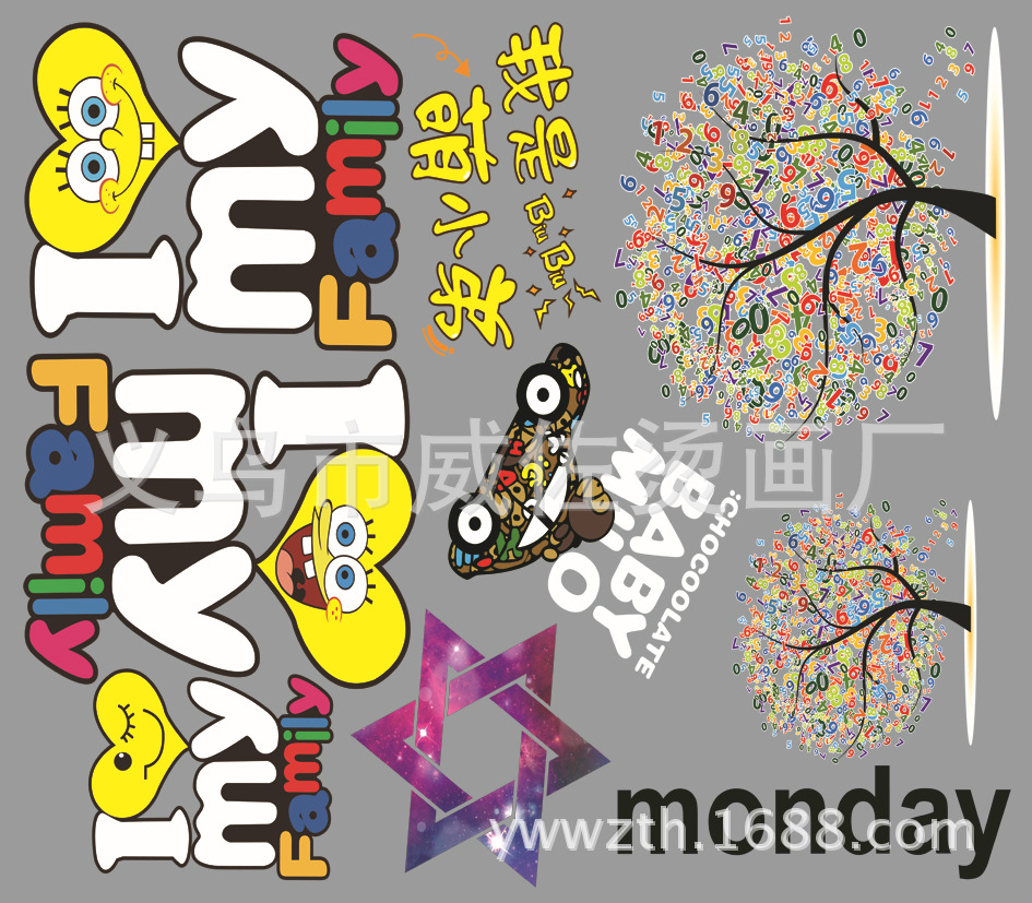 烫画贴 服装热转印烫画图案 韩国衣服烫画膜加工 T恤PET烫图材料-阿里巴巴
