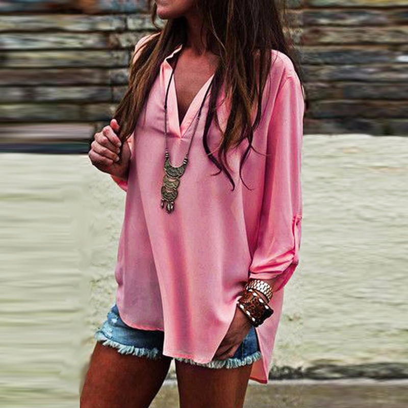 V-neck irregular sleeve blouse image 6