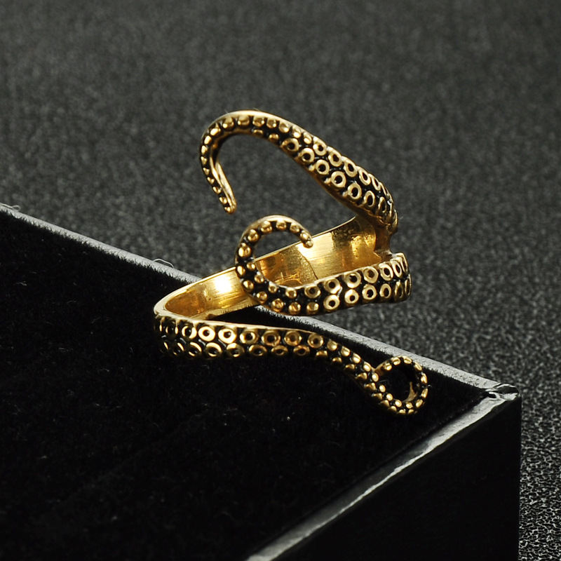 Großhandel Schmuck Punk Octopus Tentakel Edelstahl Verstellbarer Ring Nihaojewelry display picture 14