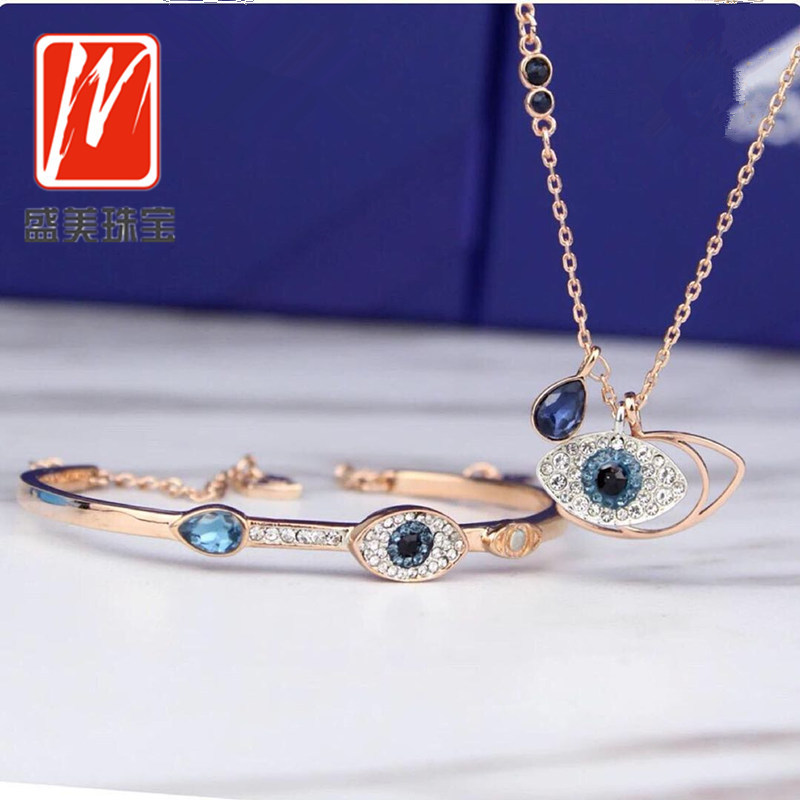 Manufactor Direct selling Devil's Eye Necklace Bracelet Occident fashion Austria crystal have cash less than that is registered in the accounts Clavicle chain Pendant Accessories