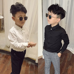 Children's Long-Sleeve Shirt 2023 Autumn/Winter New Arrival Pure Color Collar Shirt, Unisex, Drop-Shipped One Piece