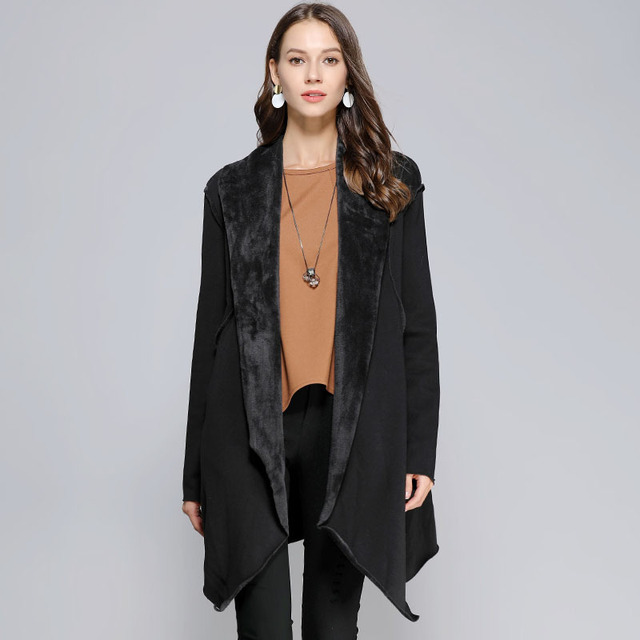 Long sleeve lapel jacket with velvet for warmth preservation loose