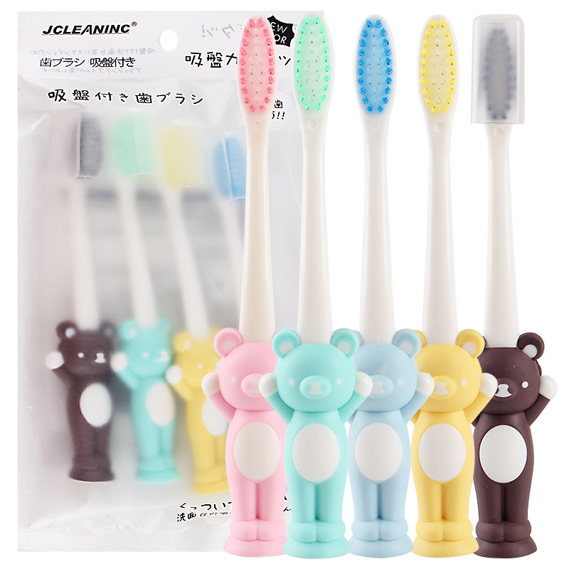 4 children toothbrush Japanese originality non-slip Handle Soft fur toothbrush baby train sucker vertical toothbrush