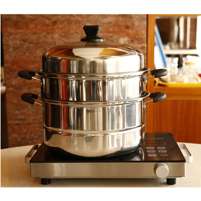 礼品赠品不锈钢蒸锅单篦双篦双层三层蒸锅复底 电磁炉煤气炉|ms