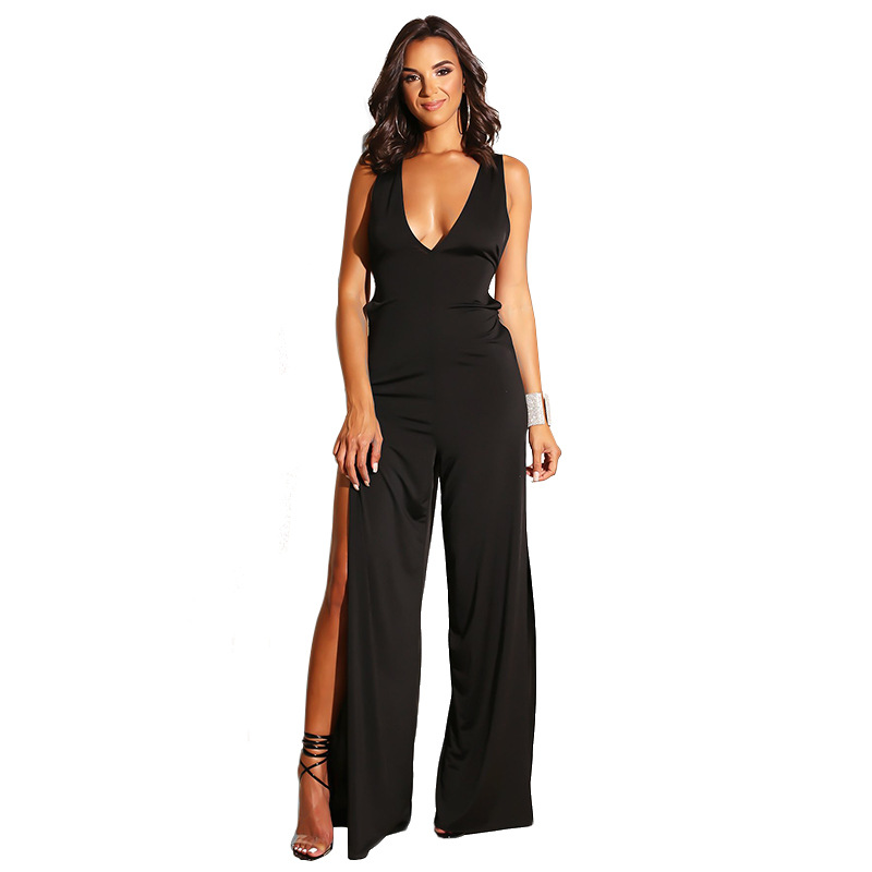 sexy V-neck split jumpsuit wholesale clothing vendor Nihaostyles NSXYZ68591