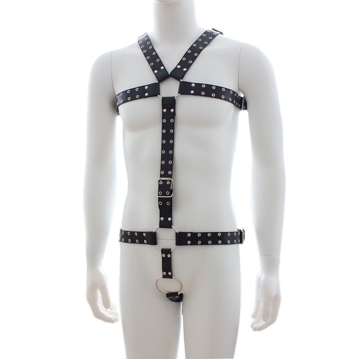 Sexy cuero vinculante doble aguja remache cinturón vinculante ropa de cuero de los hombres ropa de rendimiento correa de pecho ropa equipo de los hombres
