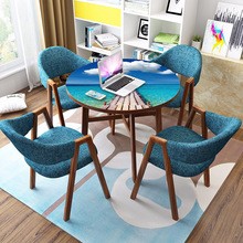 海滩木桥3D圆形桌贴防水防滑可移地贴客厅卧室半圆门槛贴YX002