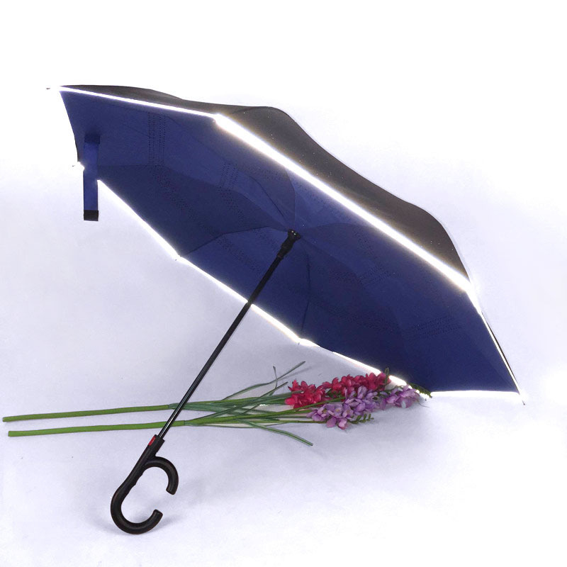 New Automatic Reverse Umbrella Luminous Reflective Umbrella Double-Layer Handfree Standing Umbrella Creative Car Umbrella
