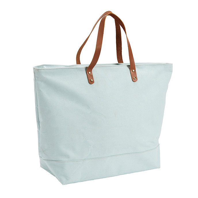 专业定制拉链款覆膜防水帆布皮革手提袋 外贸出口环保购物单肩包